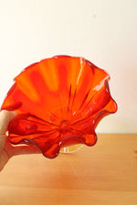 Vintage 1960s L E Smith Glass Amberina Ruffled Handkerchief Footed Compote Bowl