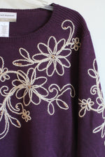 Alfred Dunner Embroidered Sequined Sweater | 1X