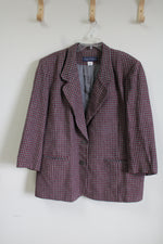 Maggie McNaughton Red & Gray Houndstooth Blazer | 18W