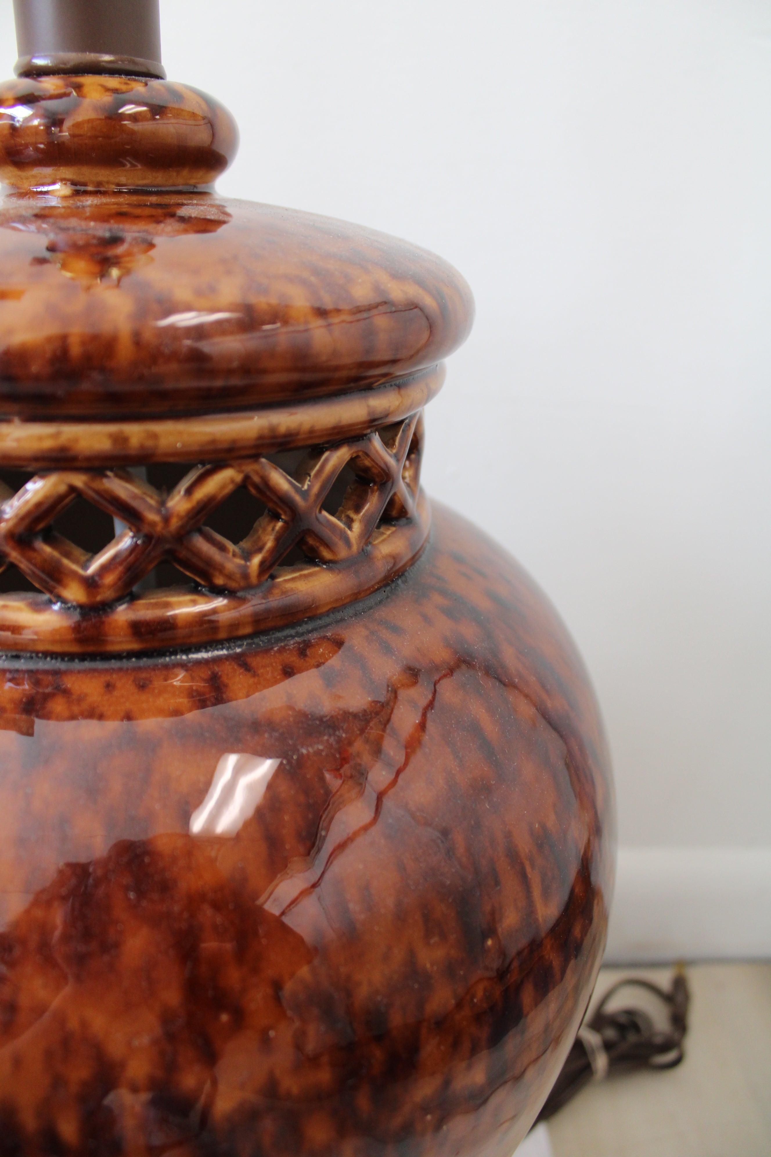 Brown Mid-Century Art Pottery Lamp