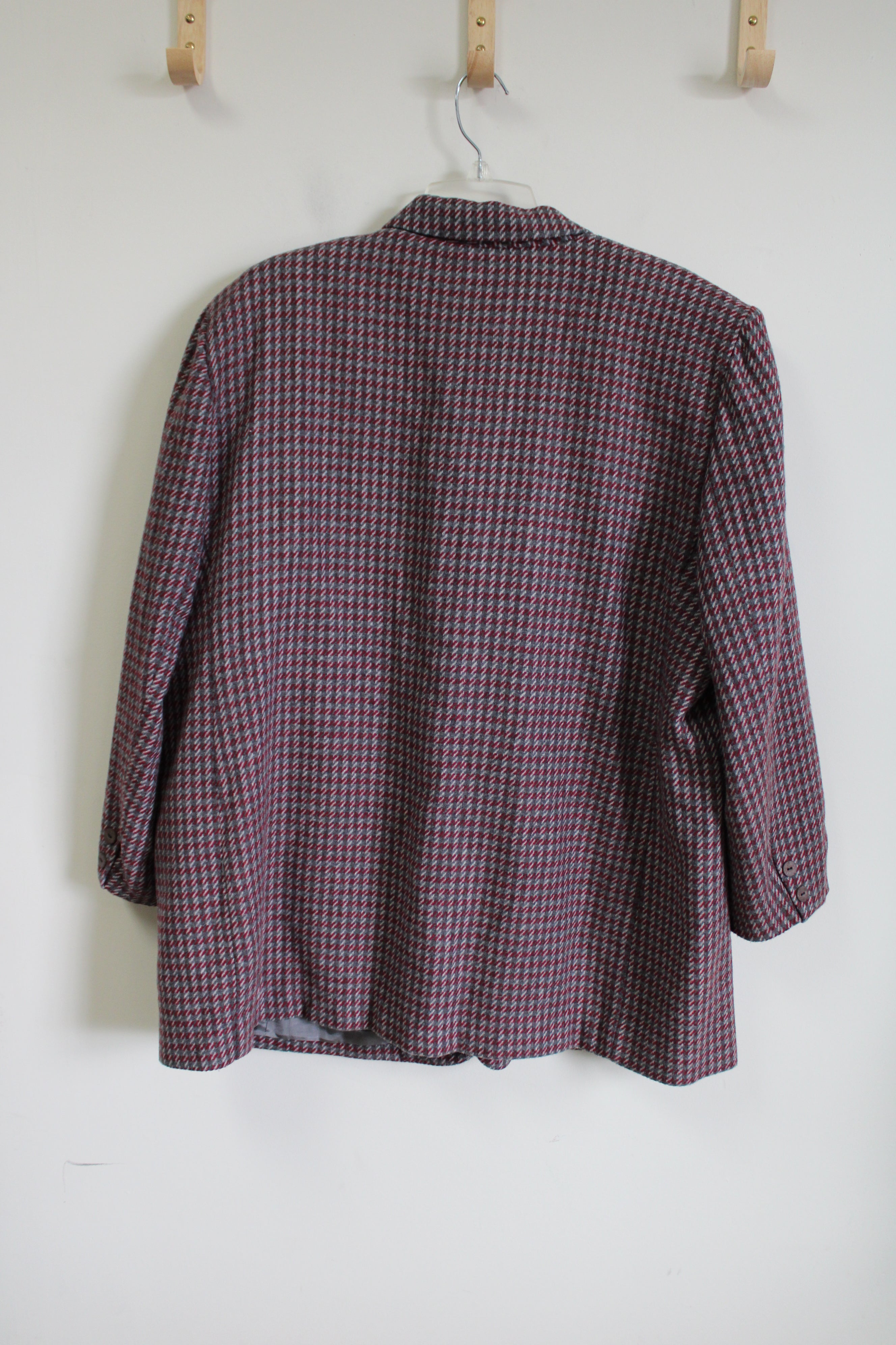Maggie McNaughton Red & Gray Houndstooth Blazer | 18W