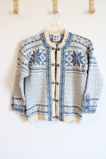 Voss Wool Norwegian Blue Snowflake Knit Sweater | XS