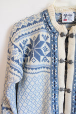 Voss Wool Norwegian Blue Snowflake Knit Sweater | XS