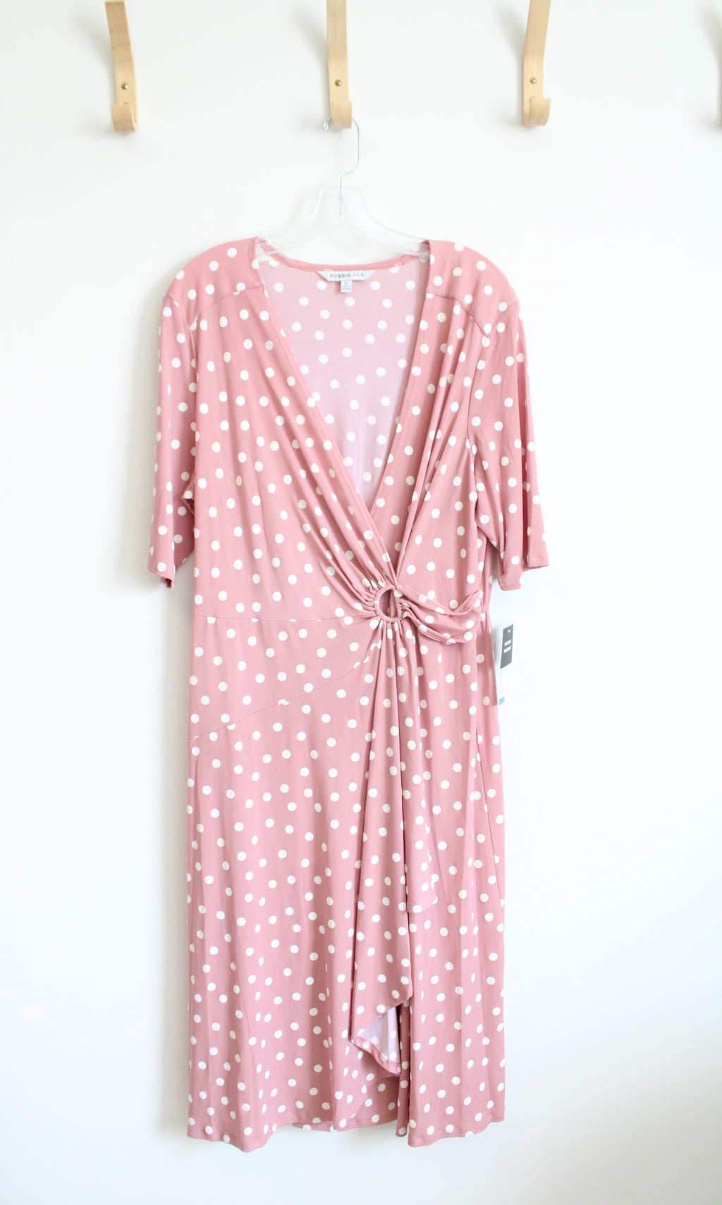 NEW Robbie Bee Pink Dotted V-Neck Dress | XL