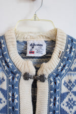Voss Wool Norwegian Blue Snowflake Knit Sweater | XS