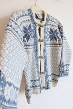 Voss Wool Norwegian Blue Snowflake Knit Sweater | XS