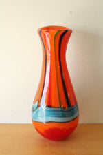 Orange Murano Hand Blown Glass Vase