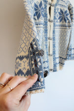 Voss Wool Norwegian Blue Snowflake Knit Sweater | XS