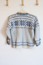 Voss Wool Norwegian Blue Snowflake Knit Sweater | XS
