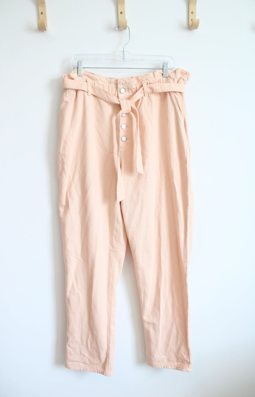 LOFT Peach Belted Elastic Waist Pants | L