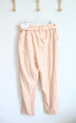 LOFT Peach Belted Elastic Waist Pants | L