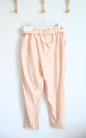LOFT Peach Belted Elastic Waist Pants | L