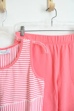 D&Co. Active Coral & White Striped Tank & Capri Pants Set | S