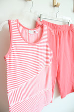 D&Co. Active Coral & White Striped Tank & Capri Pants Set | S