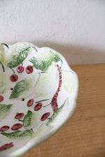 Vintage Cherry Leaves Strainer Ceramic Bowl