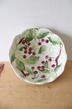 Vintage Cherry Leaves Strainer Ceramic Bowl