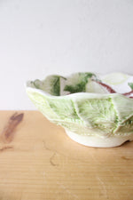 Vintage Cherry Leaves Strainer Ceramic Bowl