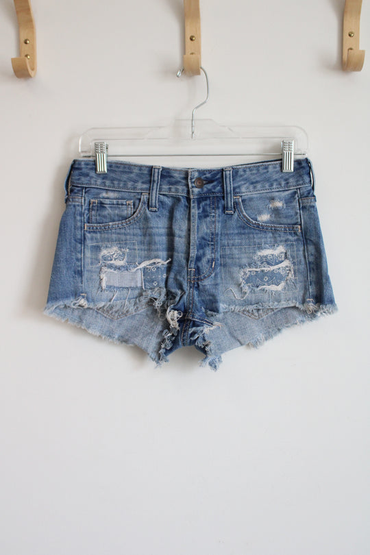Hollister Denim Paisley Patterned Distressed Shorts | 0/24