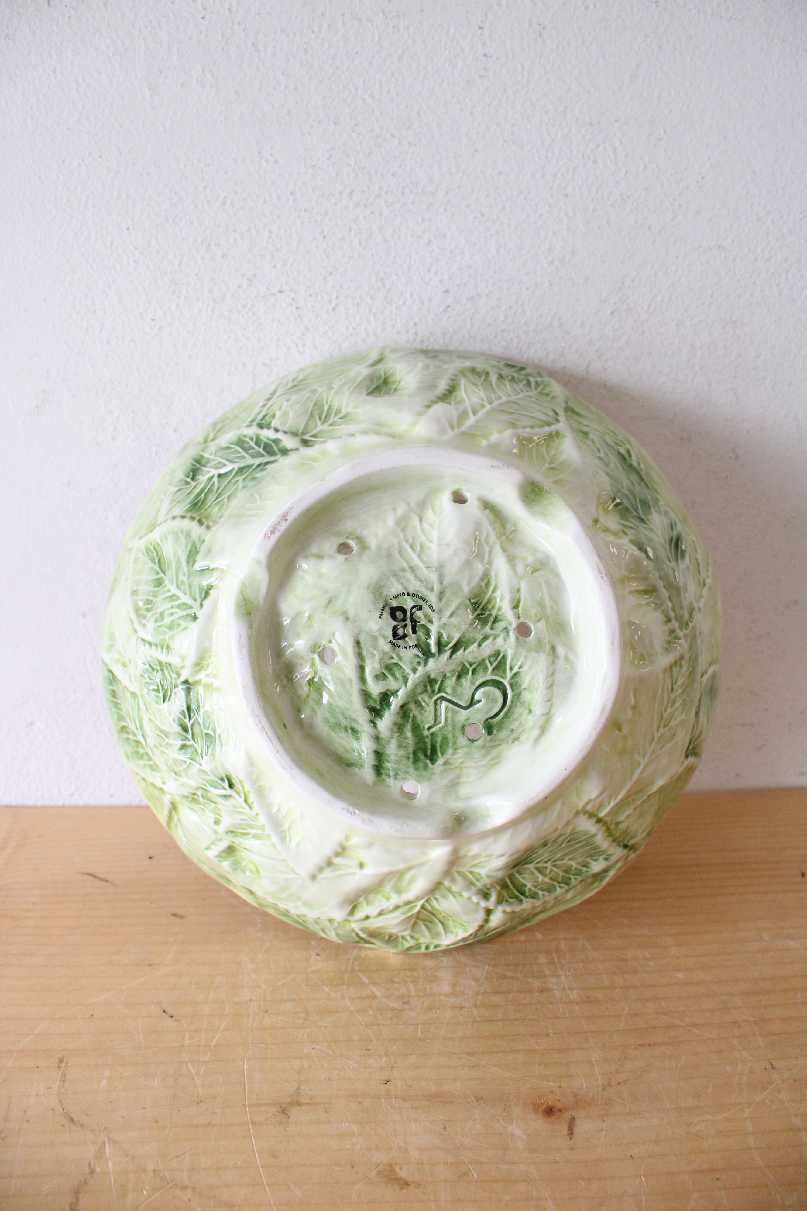 Vintage Cherry Leaves Strainer Ceramic Bowl