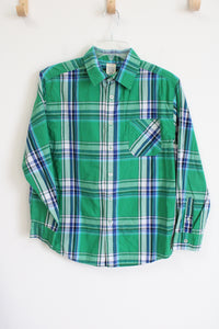 Faded Glory Green Plaid Button Down Shirt | 14/16