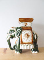 Vintage Oriental Green Elephant Ceramic Plant Stand