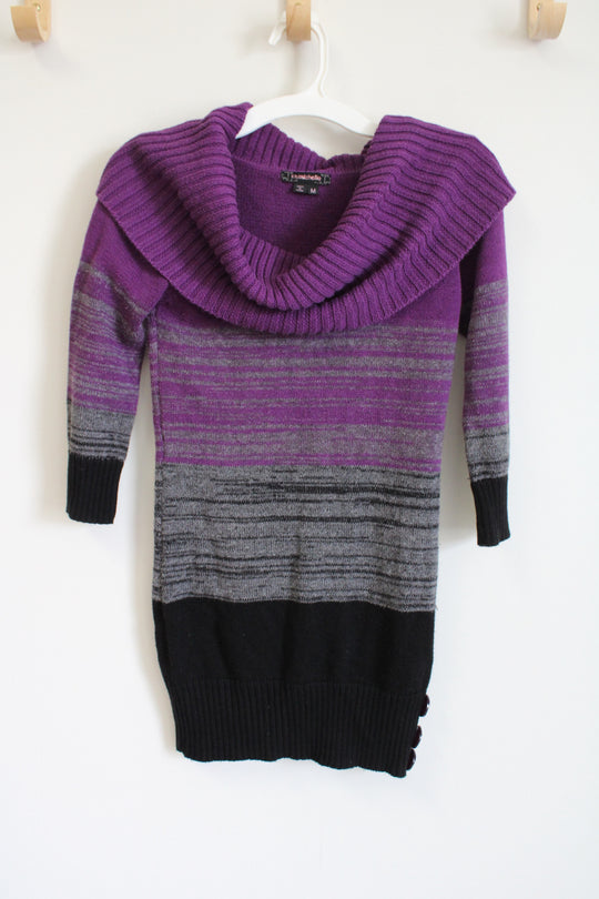 My Michelle Purple & Black Cowl Neck Sweater Dress | Youth M
