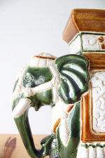 Vintage Oriental Green Elephant Ceramic Plant Stand