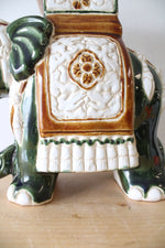 Vintage Oriental Green Elephant Ceramic Plant Stand