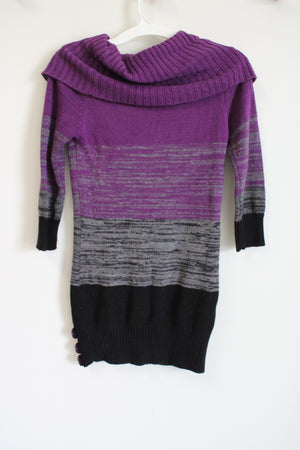 My Michelle Purple & Black Cowl Neck Sweater Dress