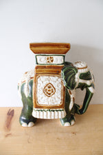 Vintage Oriental Green Elephant Ceramic Plant Stand
