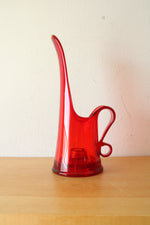 Ruby Red Glass Swung Taper Candle Holder