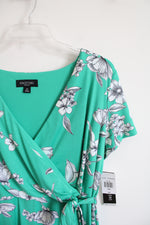 NEW Perceptions Green & White Floral Wrap Maxi Dress | 16W