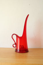 Ruby Red Glass Swung Taper Candle Holder