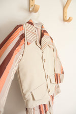 Vintage Esquire Jr. Brown & Orange Striped Khaki Vest & Pants Set | 3T