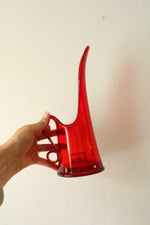Ruby Red Glass Swung Taper Candle Holder