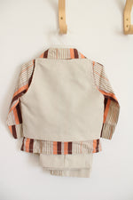 Vintage Esquire Jr. Brown & Orange Striped Khaki Vest & Pants Set | 3T