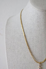 Three Stone Bar Gold Filled Necklace