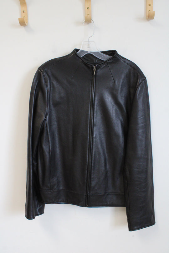 Valerie Stevens Black Leather Smooth Leather Jacket | L