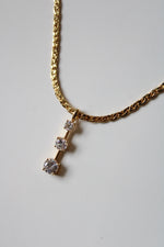 Three Stone Bar Gold Filled Necklace