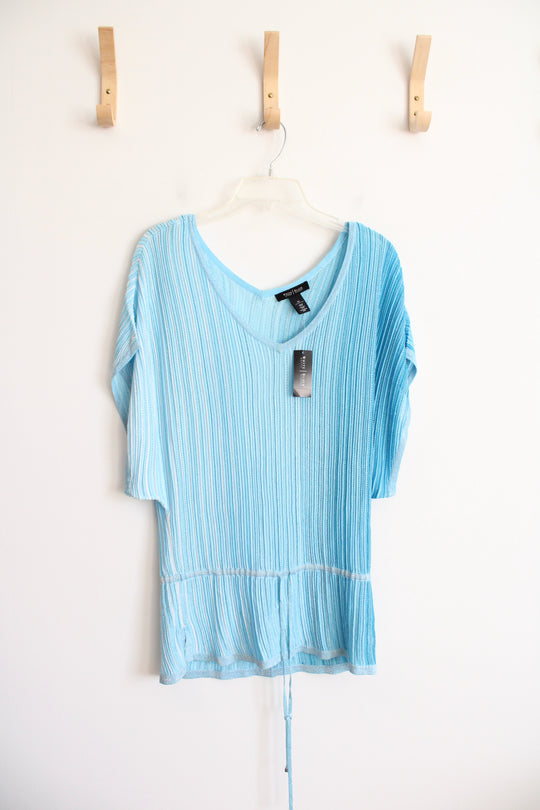 NEW White House Black Market Blue Shimmer Cinch Waist Top | XS