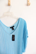 NEW White House Black Market Blue Shimmer Cinch Waist Top | XS