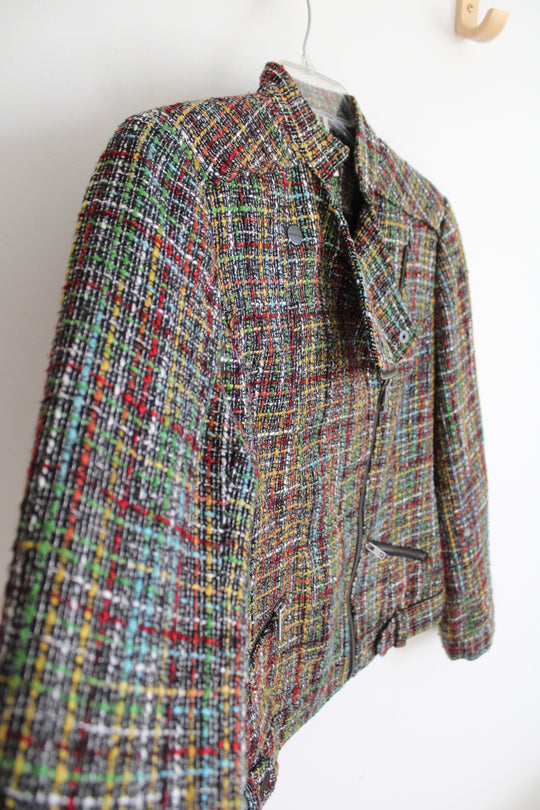 Coldwater Creek Shaped Multi-Colored Speckled Black Jacket | 8P