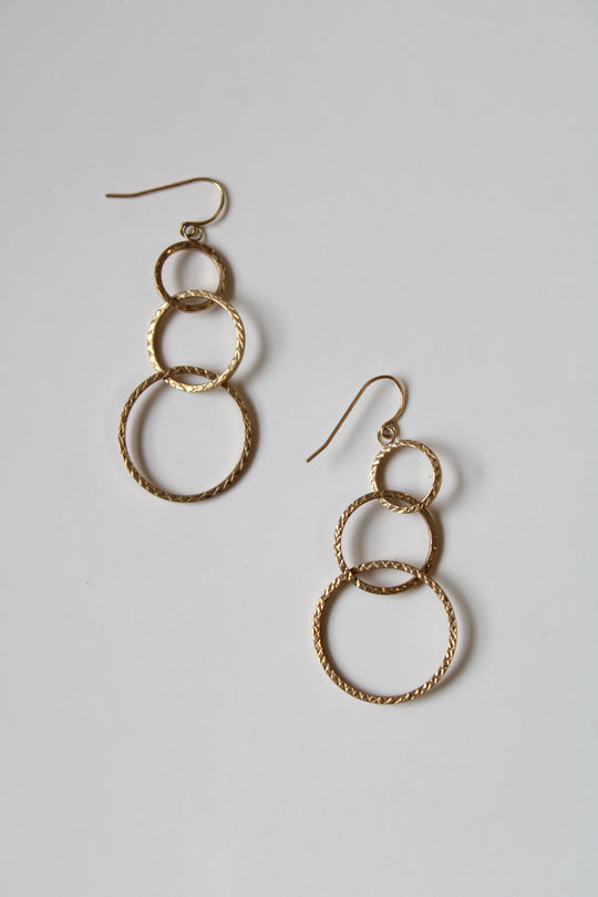 Yellow Gold 10KT Circle Dangle Earrings