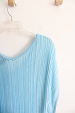 NEW White House Black Market Blue Shimmer Cinch Waist Top | XS