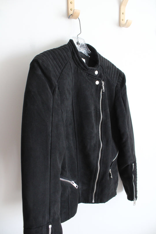 H&M Black Suede Full Zip Jacket | 12