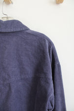 Forever 21 Dusty Blue Corduroy Cropped Button Down Top | M