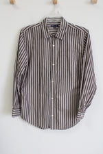 Gap Kids Brown White Striped Button Down Shirt | Youth XXL (20)