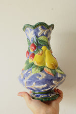 Fitz & Floyd Florentine Fruit Blue Ceramic Vase