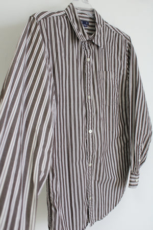 Gap Kids Brown White Striped Button Down Shirt | Youth XXL (20)