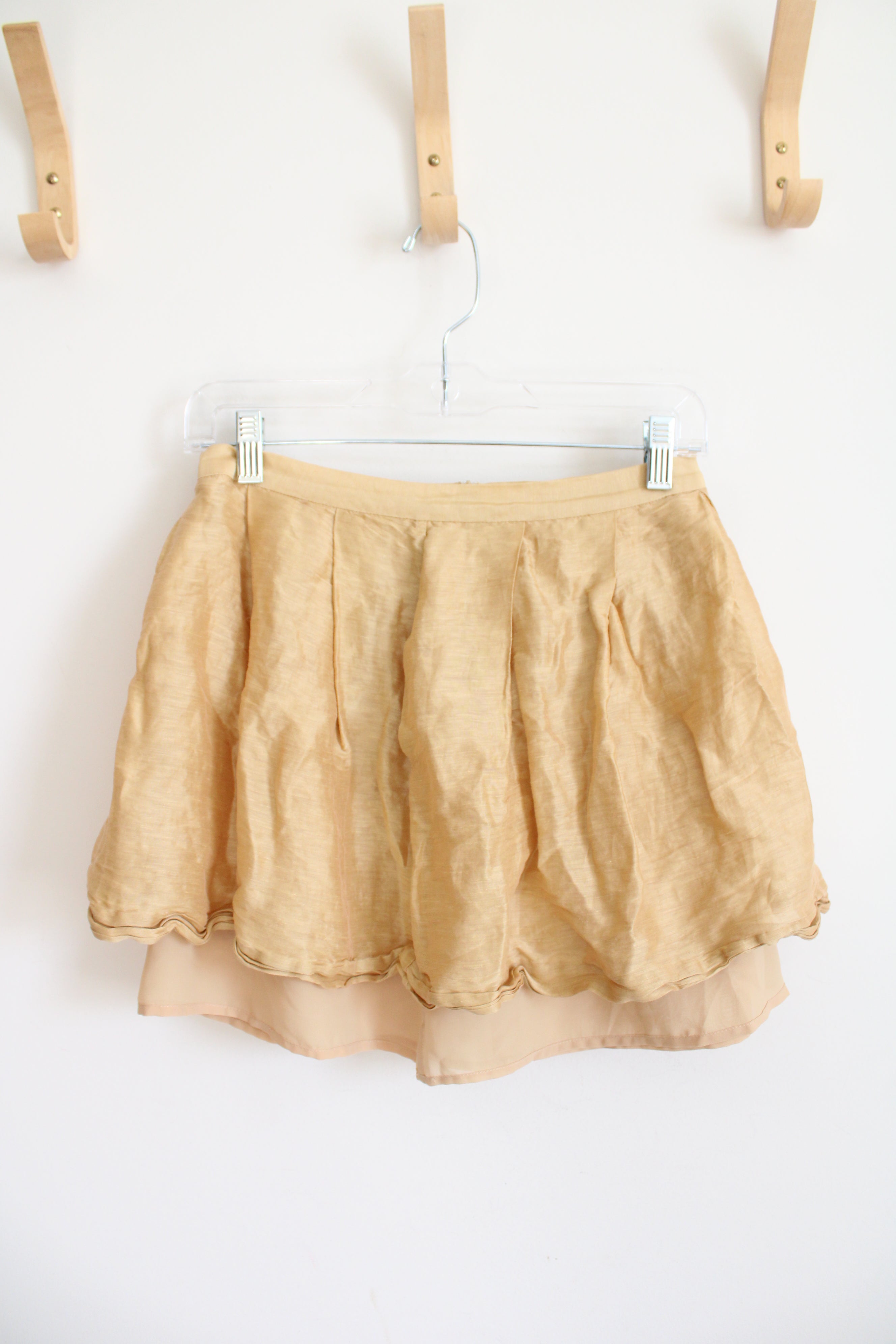 Fumblin Foe Gold Layered Lined Mini Skirt | M